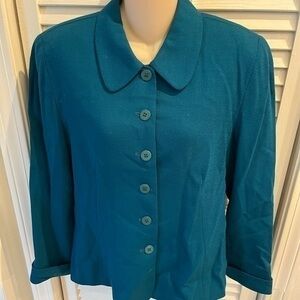 Talbots Turquoise Blue Blazer 12P Like New